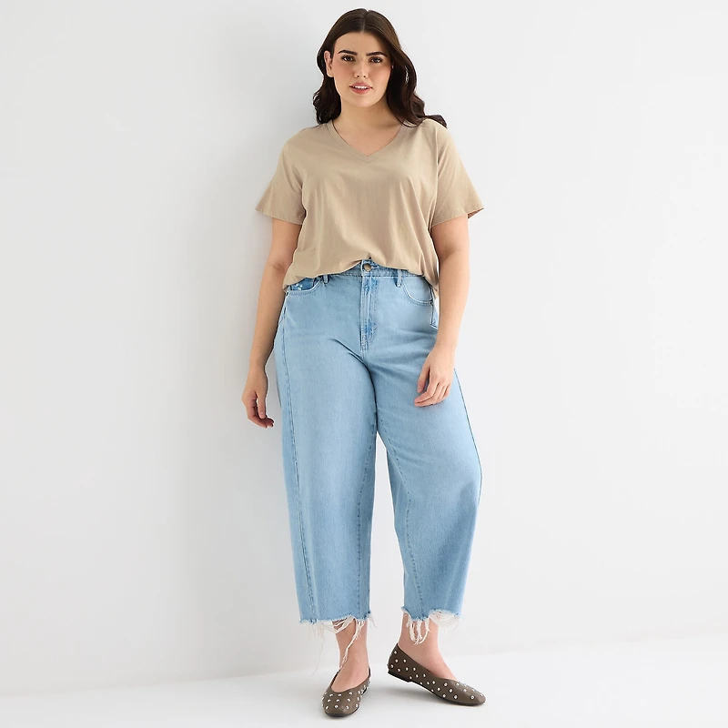 a.n.a Womens Plus V Neck Short Sleeve T-Shirt