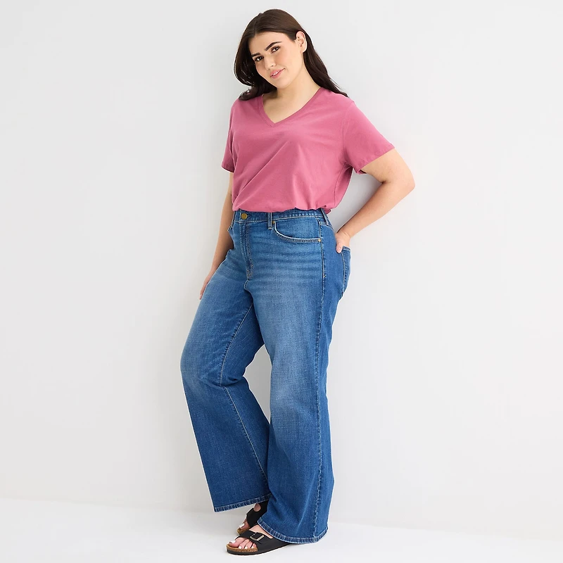 a.n.a Womens Plus V Neck Short Sleeve T-Shirt