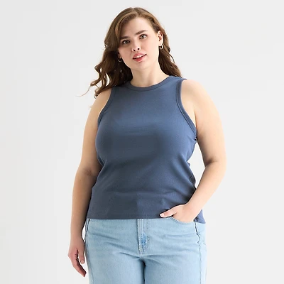 a.n.a Womens Plus High Neck Sleeveless Tank Top