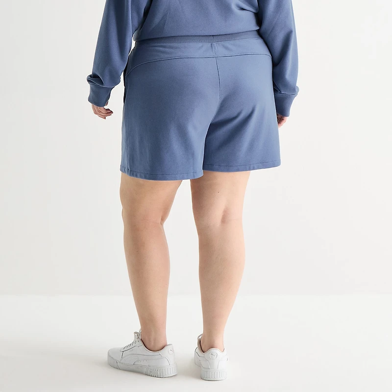 Xersion Womens 4" Plus French Terry Active Pull-On Short