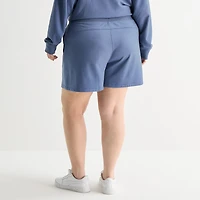 Xersion Womens 4" Plus French Terry Active Pull-On Short