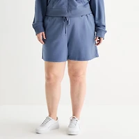 Xersion Womens 4" Plus French Terry Active Pull-On Short