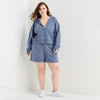 Xersion Womens 4" Plus French Terry Active Pull-On Short