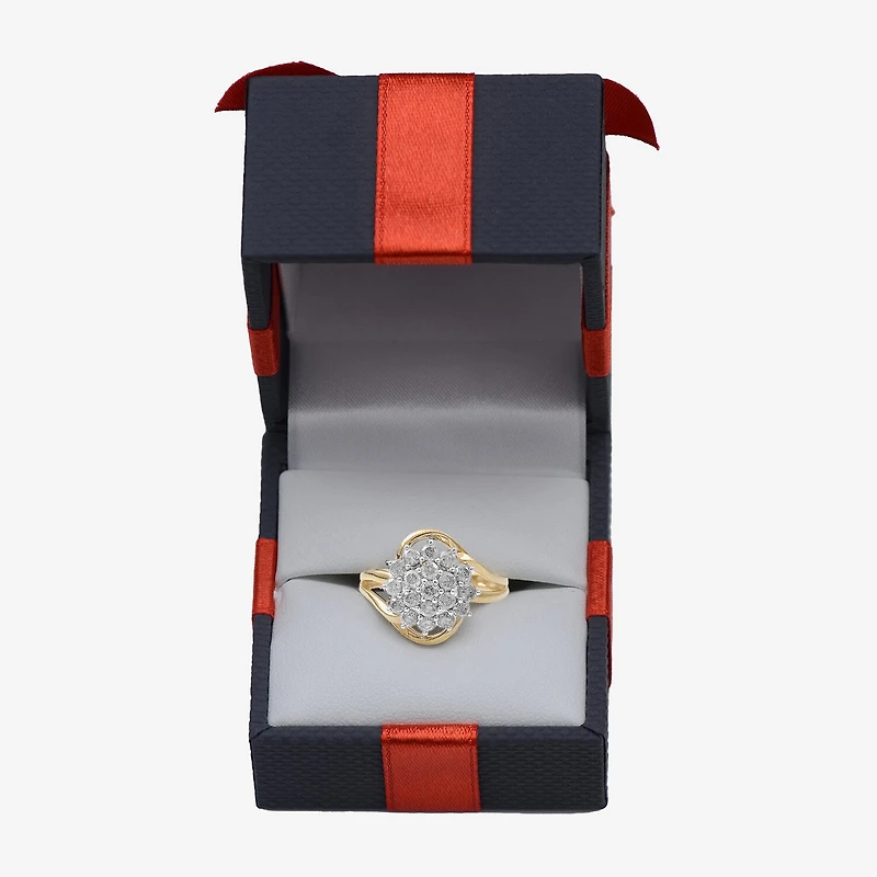 Womens 1 CT. T.W. Natural White Diamond 10K Gold Cluster Cocktail Ring