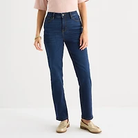 Liz Claiborne Lana Womens High Rise Straight Leg Jean
