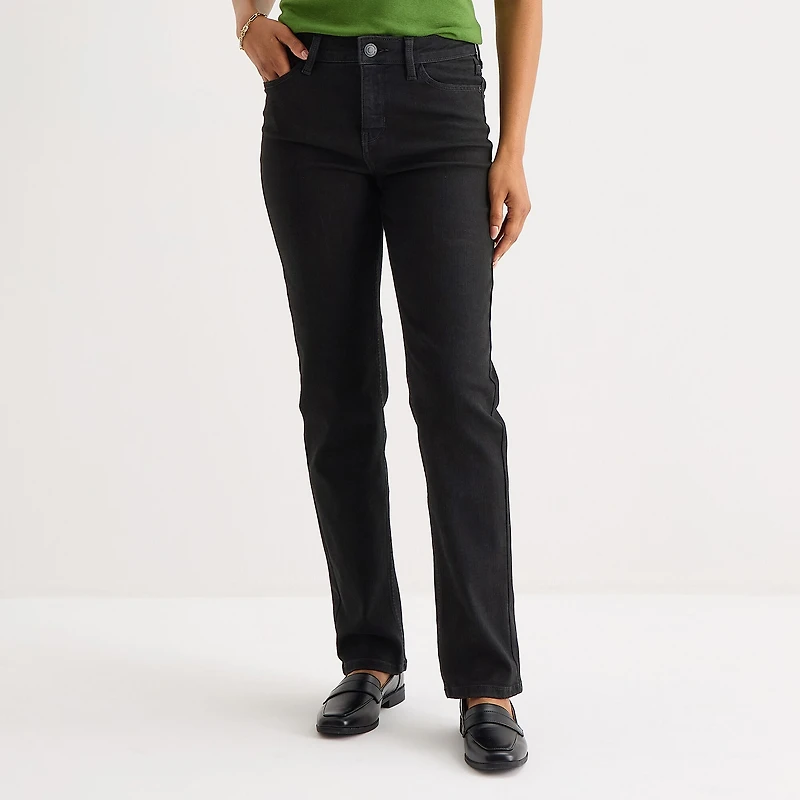 Liz Claiborne Lana Womens High Rise Straight Leg Jean