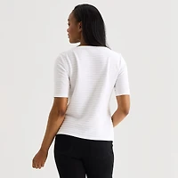 Liz Claiborne Womens Boat Neck Short Sleeve Blouse