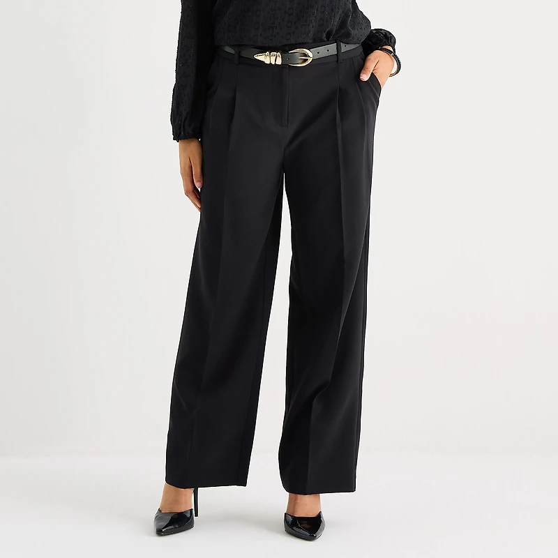 Liz Claiborne Charlotte Womens Wide Leg Mid Rise Trouser