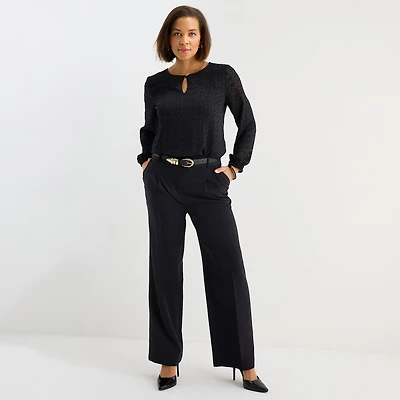 Liz Claiborne Charlotte Womens Wide Leg Mid Rise Trouser