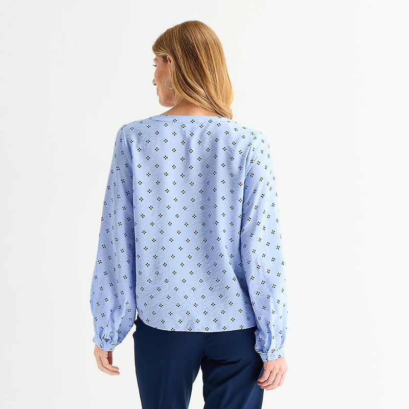 Liz Claiborne Womens V Neck Long Sleeve Blouse