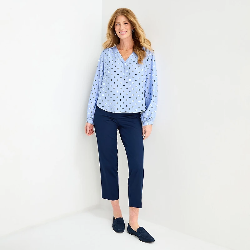 Liz Claiborne Womens V Neck Long Sleeve Blouse