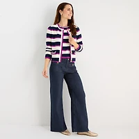 Liz Claiborne Womens Mid Rise Wide Leg Jean