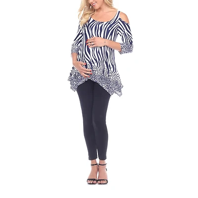 White Mark Plus Maternity Womens Scoop Neck 3/4 Sleeve Tunic Top