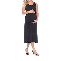 White Mark Womens Plus Maternity Midi Scoop Neck Sleeveless Maxi Dress