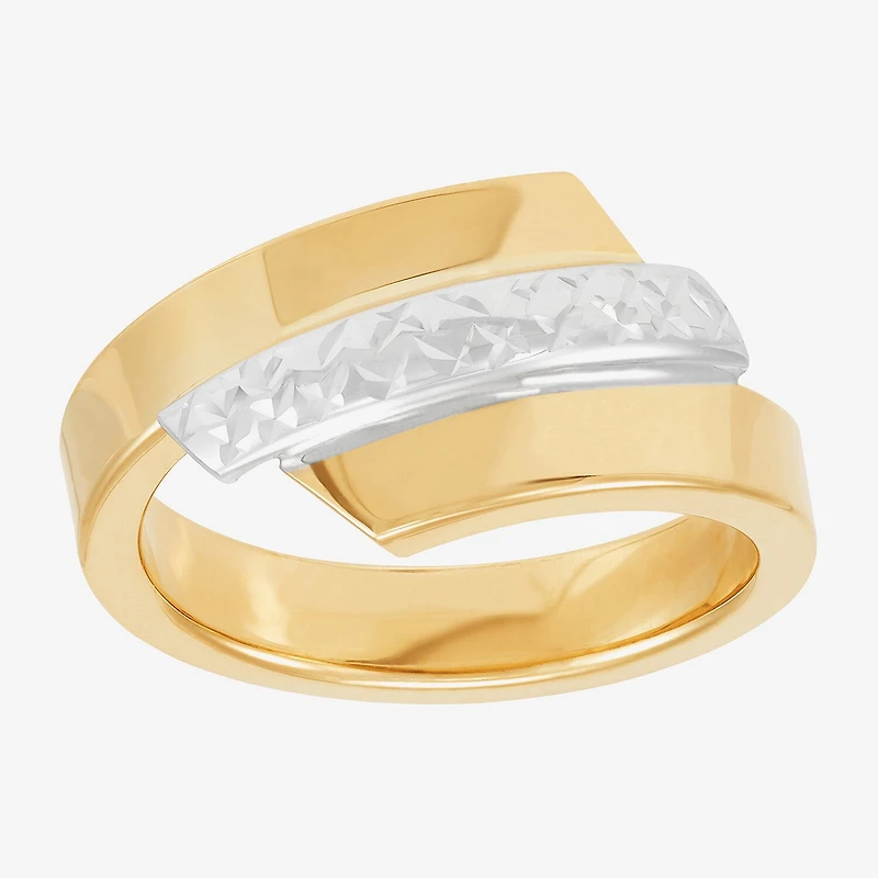 Womens 14K Two Tone Gold Round Bypass Cocktail Ring