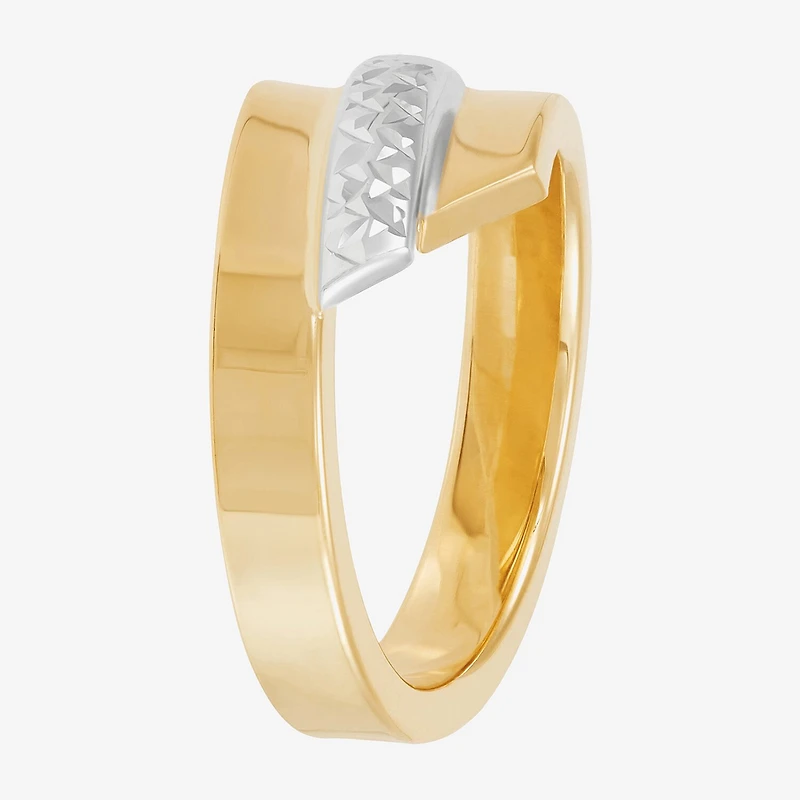 Womens 14K Two Tone Gold Round Bypass Cocktail Ring