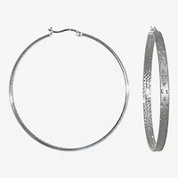 Sterling Silver Diamond Cut Hoop Earring