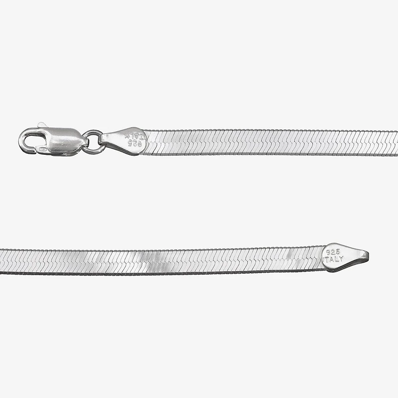 Made in Italy Unisex Adult Sterling Silver 7.5 Inch Solid Herringbone Chain Bracelet