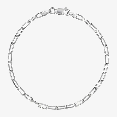 Made in Italy Unisex Adult Sterling Silver 7.5 Inch Solid Paperclip Chain Bracelet