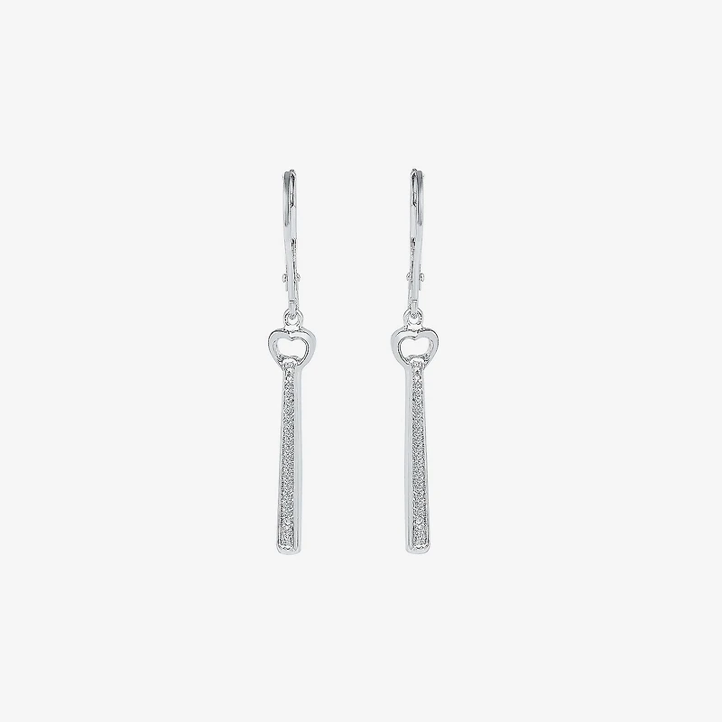 Linear Womens 1/ CT. T.W. Natural Diamond Sterling Silver Drop Earrings