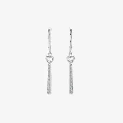 Linear Womens 1/10 CT. T.W. Natural White Diamond Sterling Silver Drop Earrings
