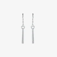 Linear Womens 1/ CT. T.W. Natural Diamond Sterling Silver Drop Earrings