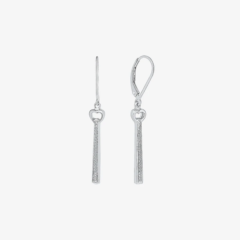 Linear Womens 1/ CT. T.W. Natural Diamond Sterling Silver Drop Earrings