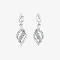 Womens Diamond Accent Natural White Diamond Sterling Silver Drop Earrings