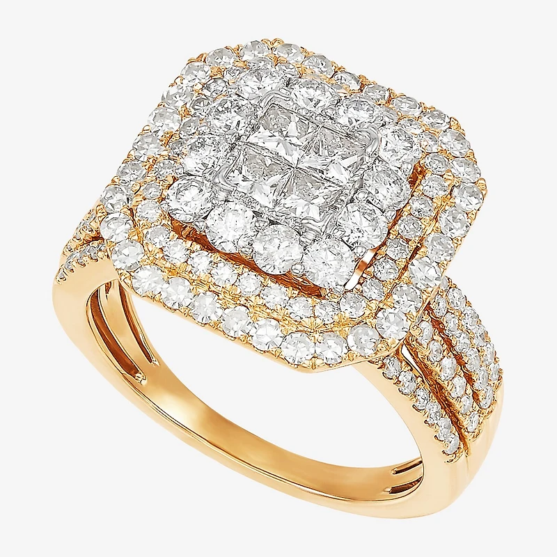 Limited Quantities! Womens 2 CT. T.W. Natural White Diamond 10K Gold Cushion Engagement Ring