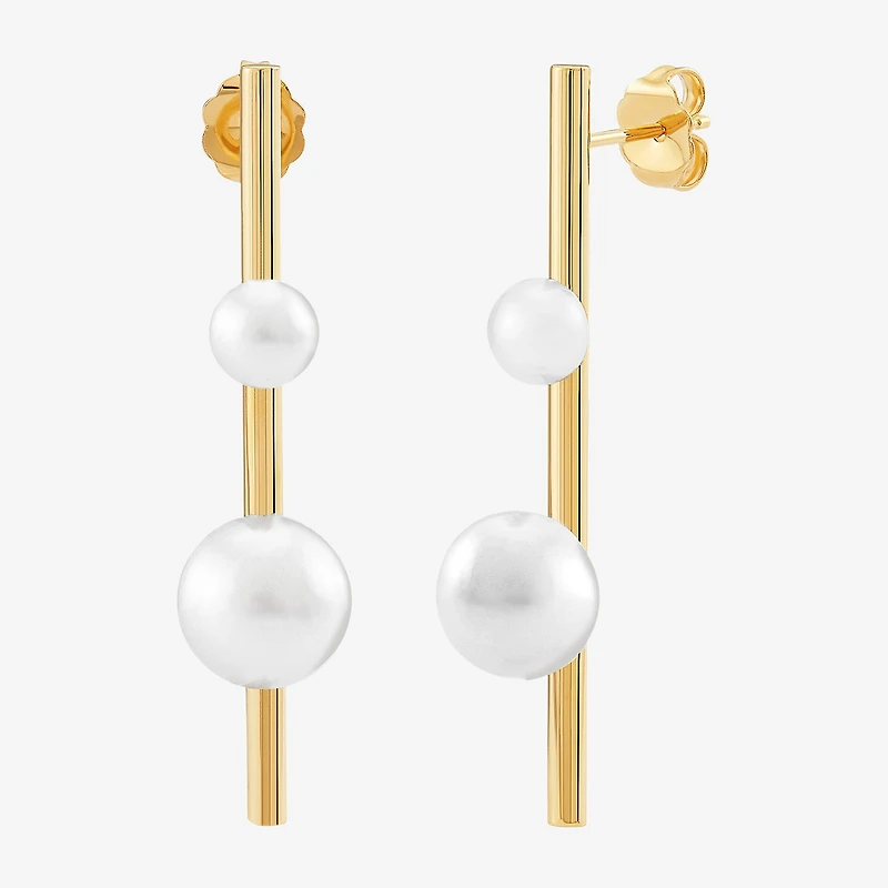 Limited Quantities! Womens Dyed White Cultured Freshwater Pearl 14K Gold Drop Earrings