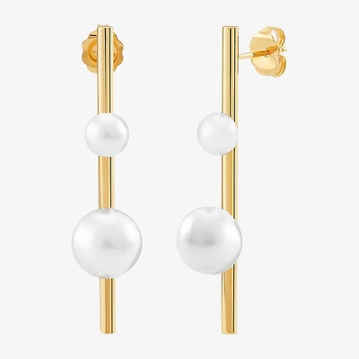 Limited Quantities! Womens Dyed White Cultured Freshwater Pearl 14K Gold Drop Earrings