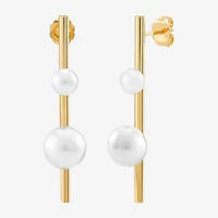 Limited Quantities! Womens Dyed White Cultured Freshwater Pearl 14K Gold Drop Earrings