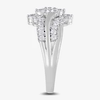 Womens 1 CT. T.W. Lab Grown White Diamond 10K Gold Side Stone Cocktail Ring