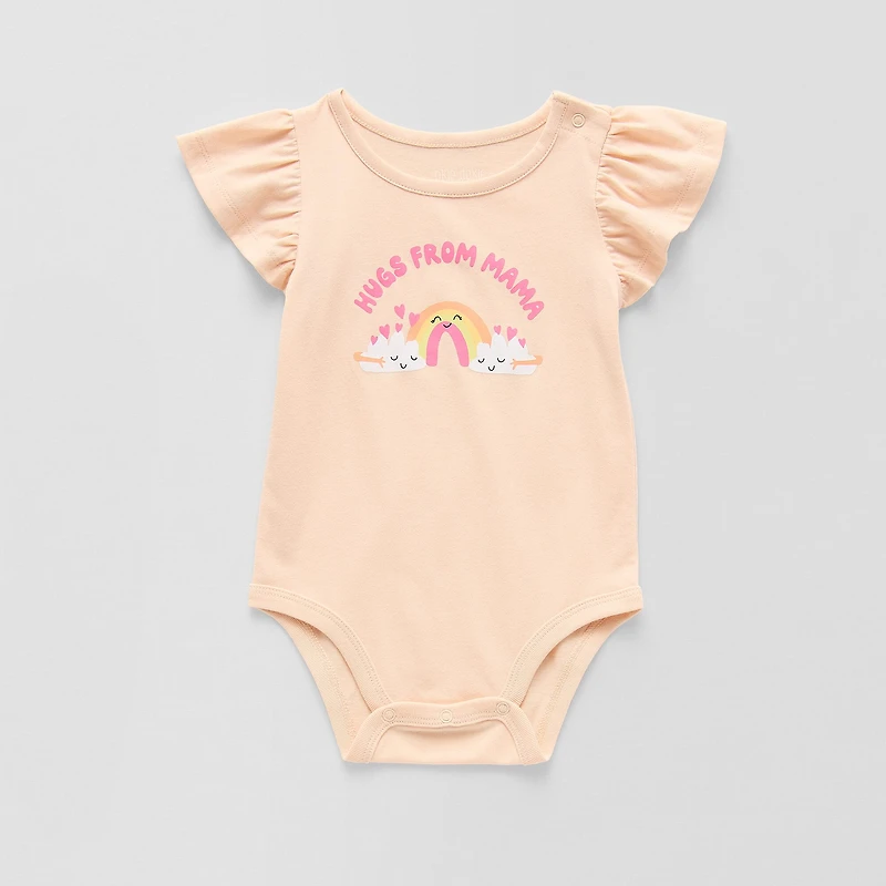 Okie Dokie Baby Girls Round Neck Short Sleeve Bodysuit