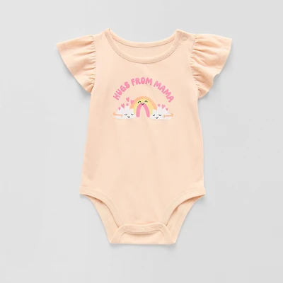 Okie Dokie Baby Girls Round Neck Short Sleeve Bodysuit