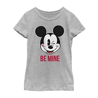 Disney Collection Little & Big Kid Girls Crew Neck Short Sleeve Regular Fit Mickey Mouse Graphic T-Shirt