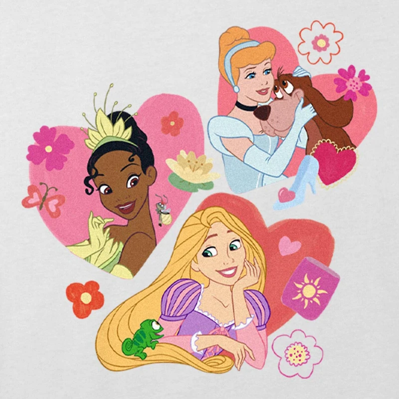 Disney Collection Little & Big Kid Girls Crew Neck Short Sleeve Regular Fit Cinderella Princess Rapunzel Graphic T-Shirt