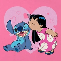 Disney Collection Little & Big Kid Girls Crew Neck Short Sleeve Regular Fit Lilo Stitch Graphic T-Shirt