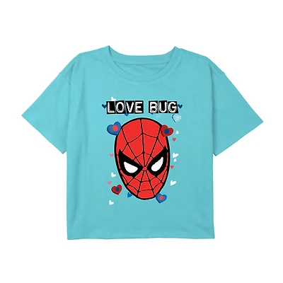 Disney Collection Little & Big Kid Girls Crew Neck Short Sleeve Regular Fit Spiderman Graphic T-Shirt