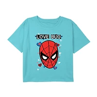 Disney Collection Little & Big Kid Girls Crew Neck Short Sleeve Regular Fit Spiderman Graphic T-Shirt