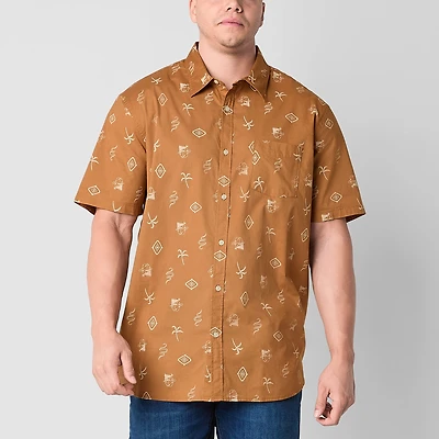 Arizona Mens Short Sleeve Regular Fit Big and Tall Button-Down Shirt
