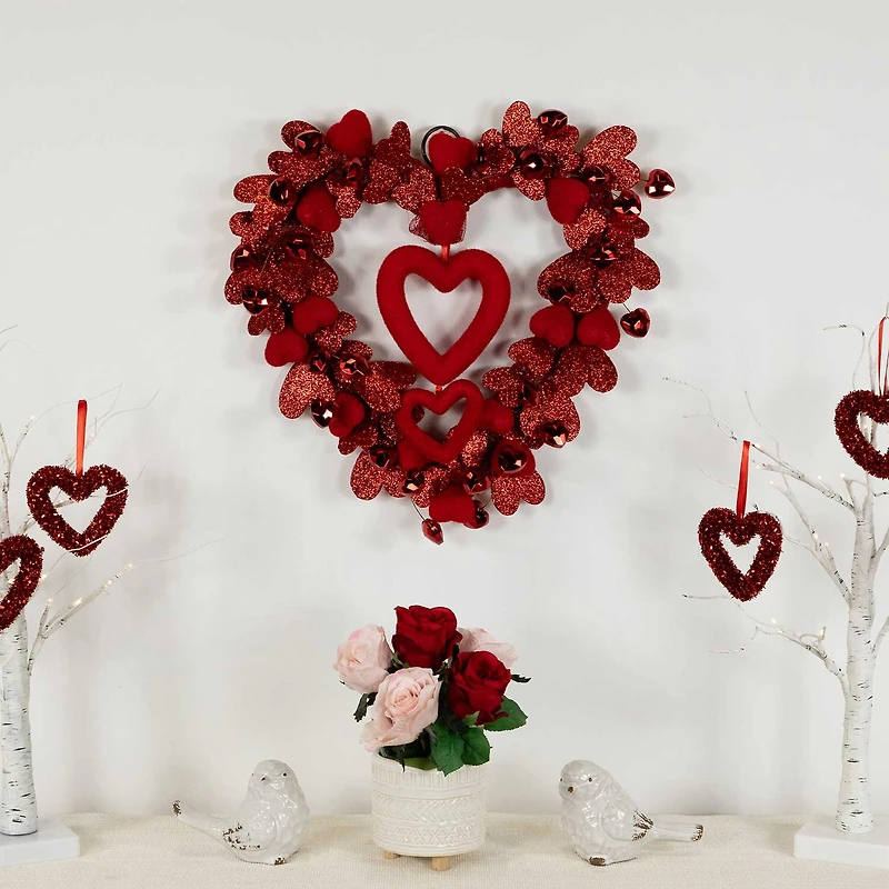 Northlight Red Heart Shaped Glitter Wreath
