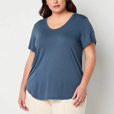 a.n.a Womens Plus Scoop Neck Short Sleeve T-Shirt