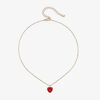 Bijoux Bar Delicates Gold Tone Womens Red Glass Heart 16 Inch Pendant Necklace