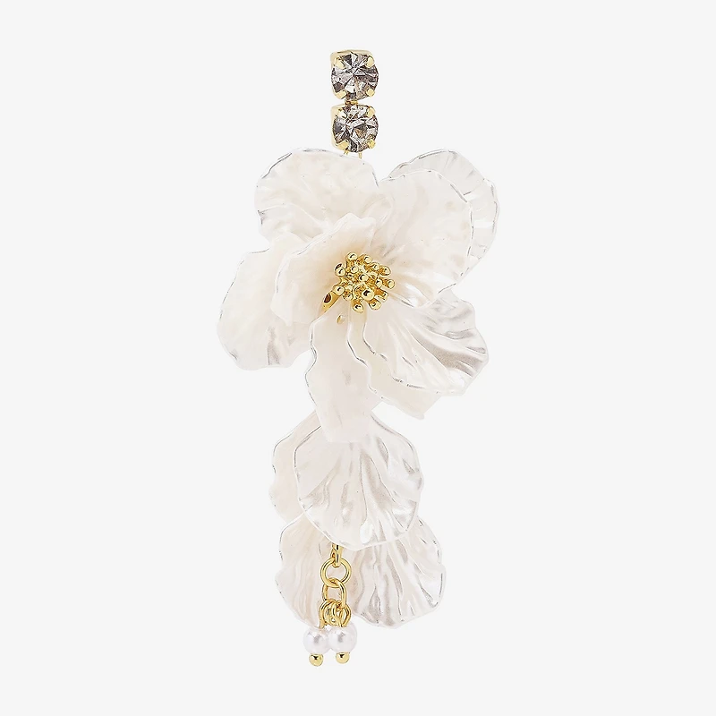 Bijoux Bar Gold Tone Womens Flower Drop Earrings
