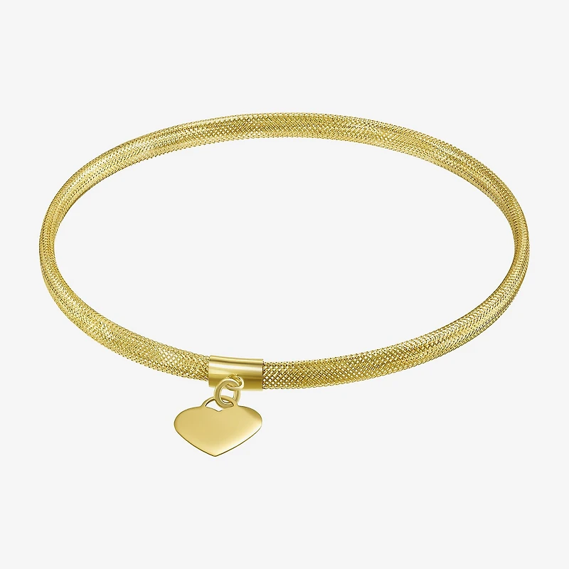 Made in Italy Womens 10K Gold Heart Stretch Bracelet