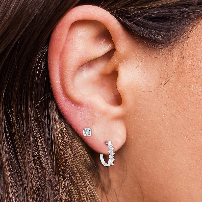 Yes, Please! (G, I2) Womens 1/10 CT. T.W. Lab Grown White Diamond Sterling Silver 2 Pair Earring Set
