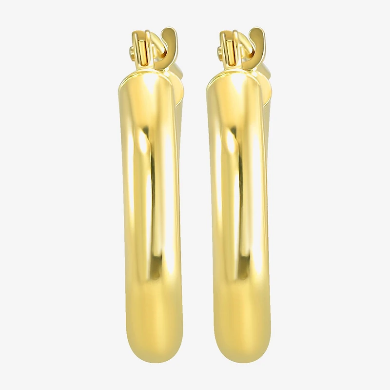 Womens 14K Gold 15mm Round Hoop Earrings