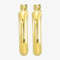 Womens 14K Gold 15mm Round Hoop Earrings