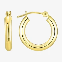 Womens 14K Gold 15mm Round Hoop Earrings